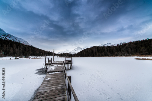 Fototapeta Naklejka Na Ścianę i Meble -  pier on frozen lake