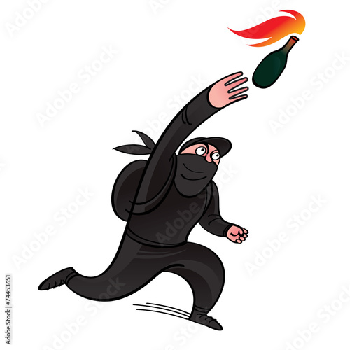 Protestor - the demonstrator threw Molotov cocktail