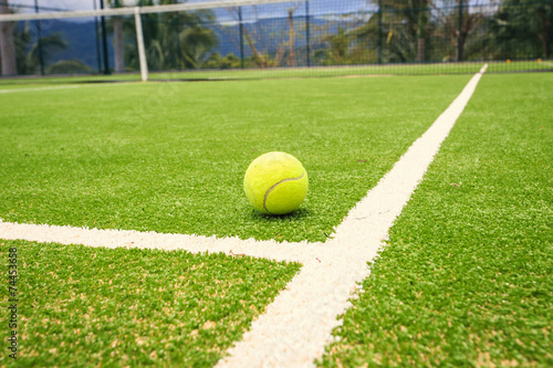 Tennis court with tennis ball