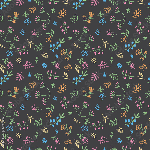 Fototapeta Naklejka Na Ścianę i Meble -  Vector hand drawn doodle flower seamless pattern