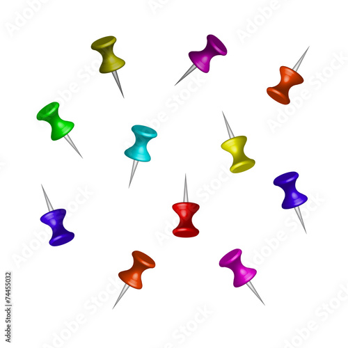 Set of push pins in different colors