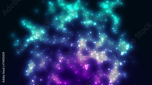 Energy animated particles on the dark background
