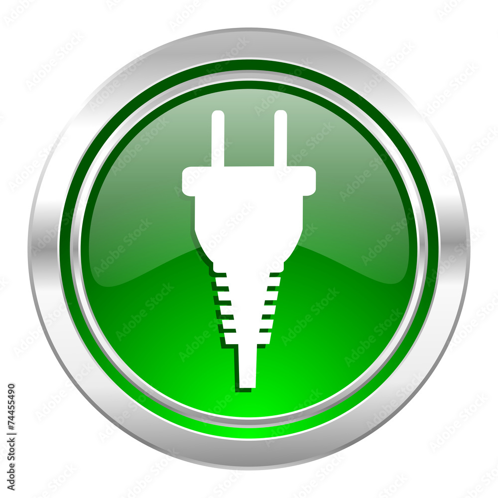 plug icon, green button, electric plug sign plug icon, green button, electric plug sign