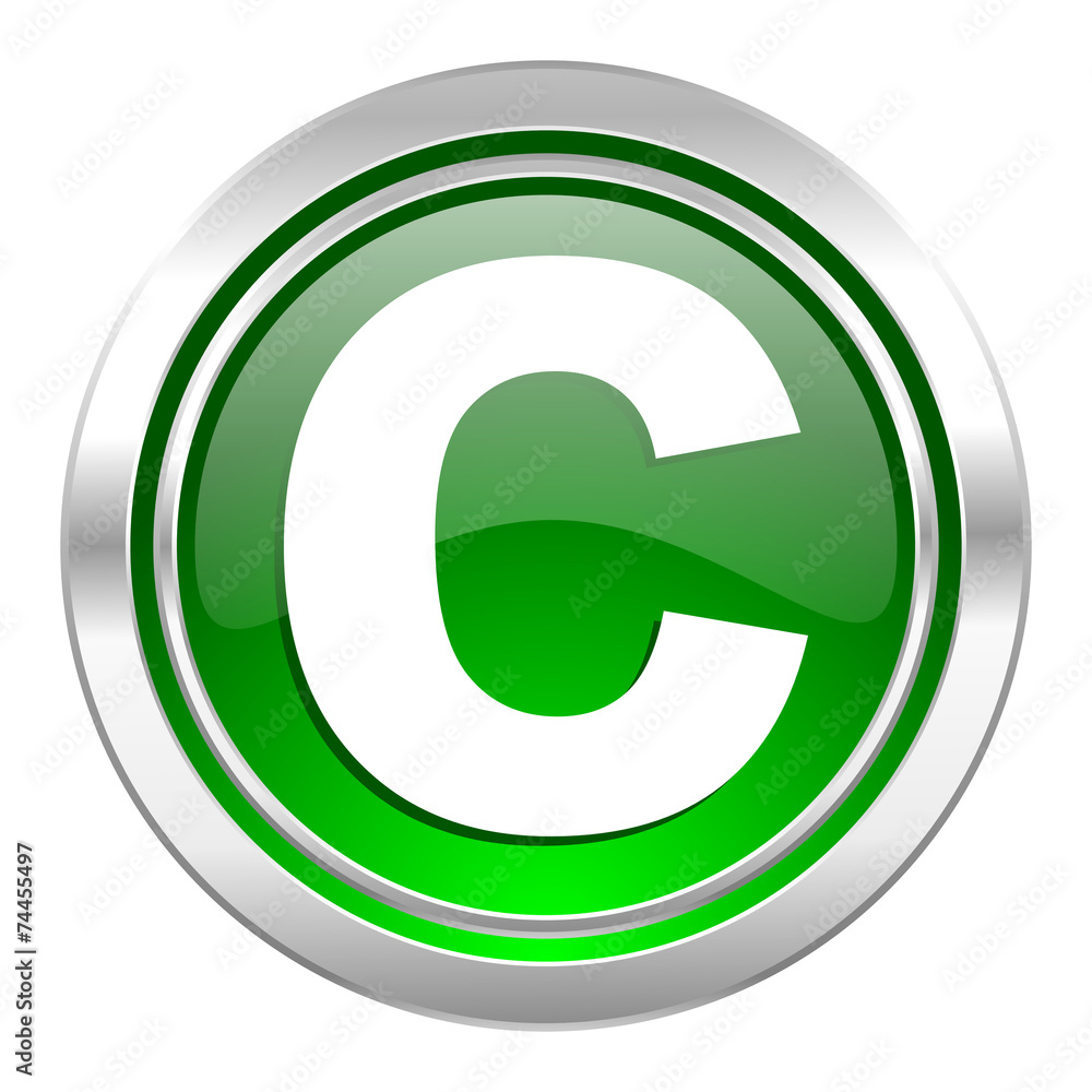 copyright icon, green button copyright icon, green button