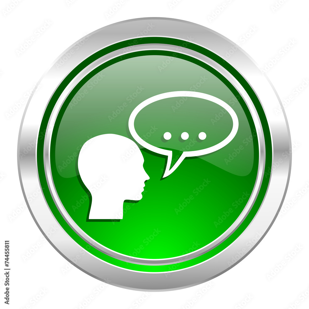 forum icon, green button, chat symbol, bubble sign forum icon, green button, chat symbol, bubble sign