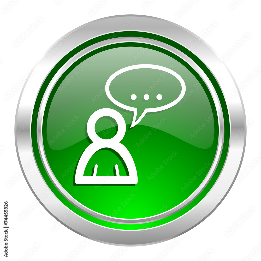 forum icon, green button, chat symbol, bubble sign forum icon, green button, chat symbol, bubble sign
