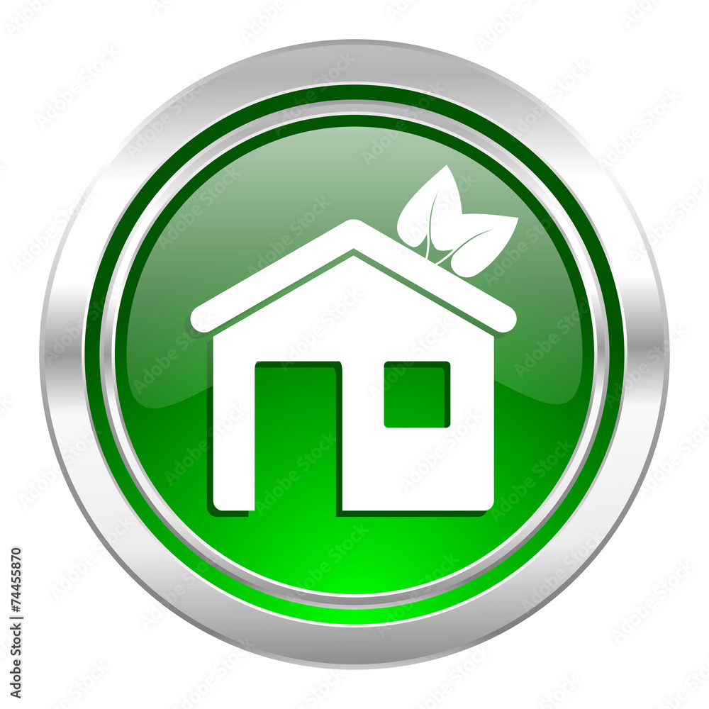 house icon, green button, ecological home symbol house icon, green button, ecological home symbol