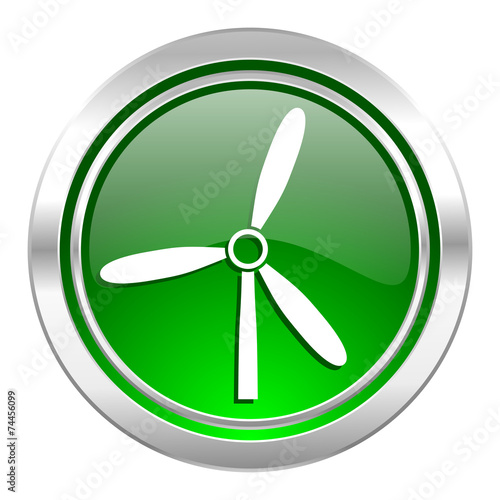 windmill icon, green button, renewable energy sign