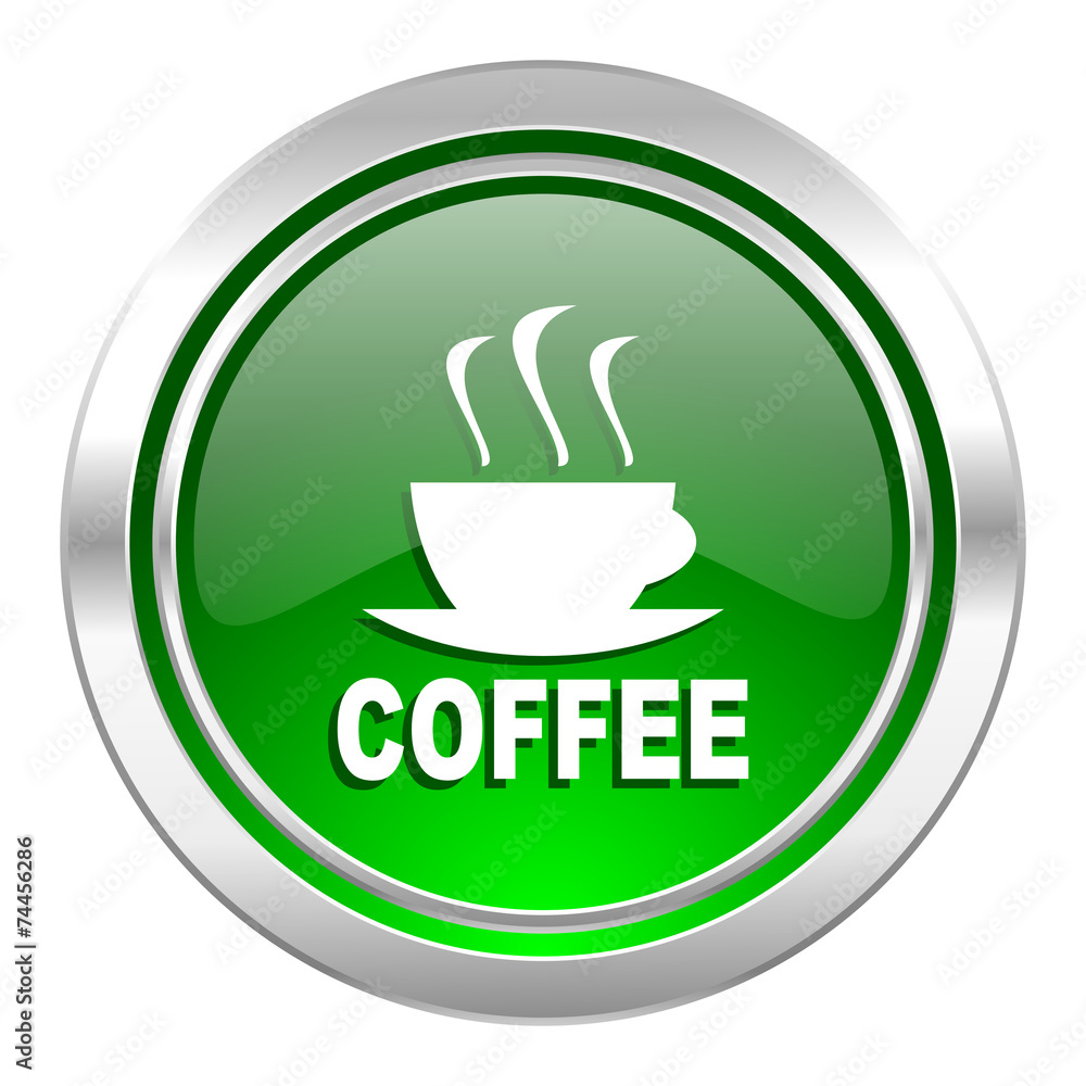 espresso icon, green button, hot cup of caffee sign espresso icon, green button, hot cup of caffee sign