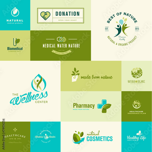 Set of modern flat design nature and healthcare icons