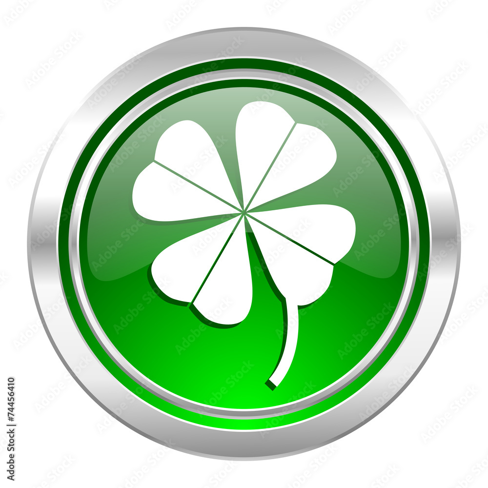 four-leaf clover icon, green button four-leaf clover icon, green button