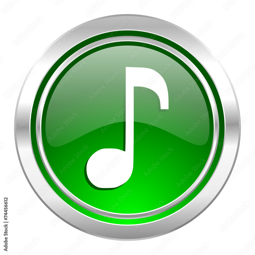 music icon, green button, note sign music icon, green button, note sign