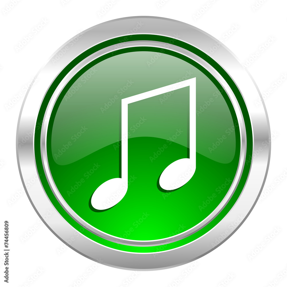music icon, green button, note sign music icon, green button, note sign