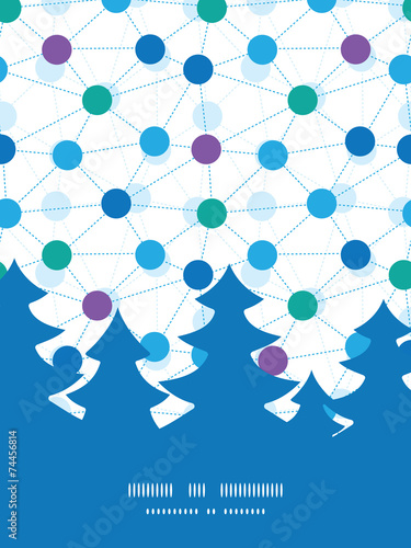 Vector connected dots Christmas tree silhouette pattern frame