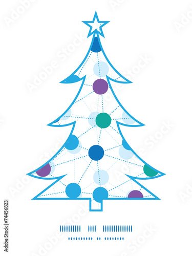 Vector connected dots Christmas tree silhouette pattern frame