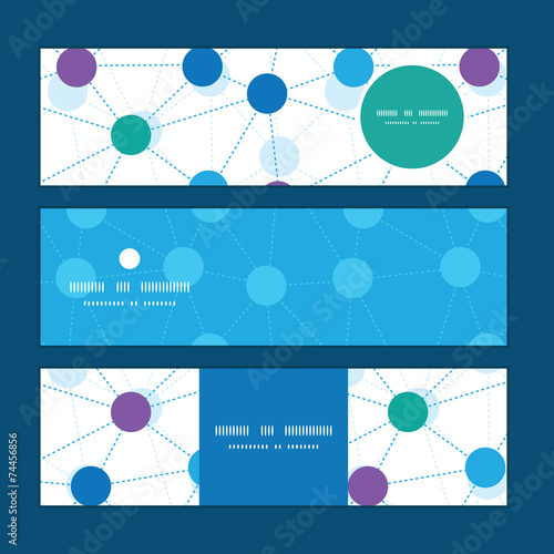 Vector connected dots horizontal banners set pattern background