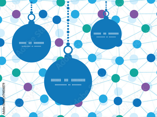 Vector connected dots Christmas ornaments silhouettes pattern
