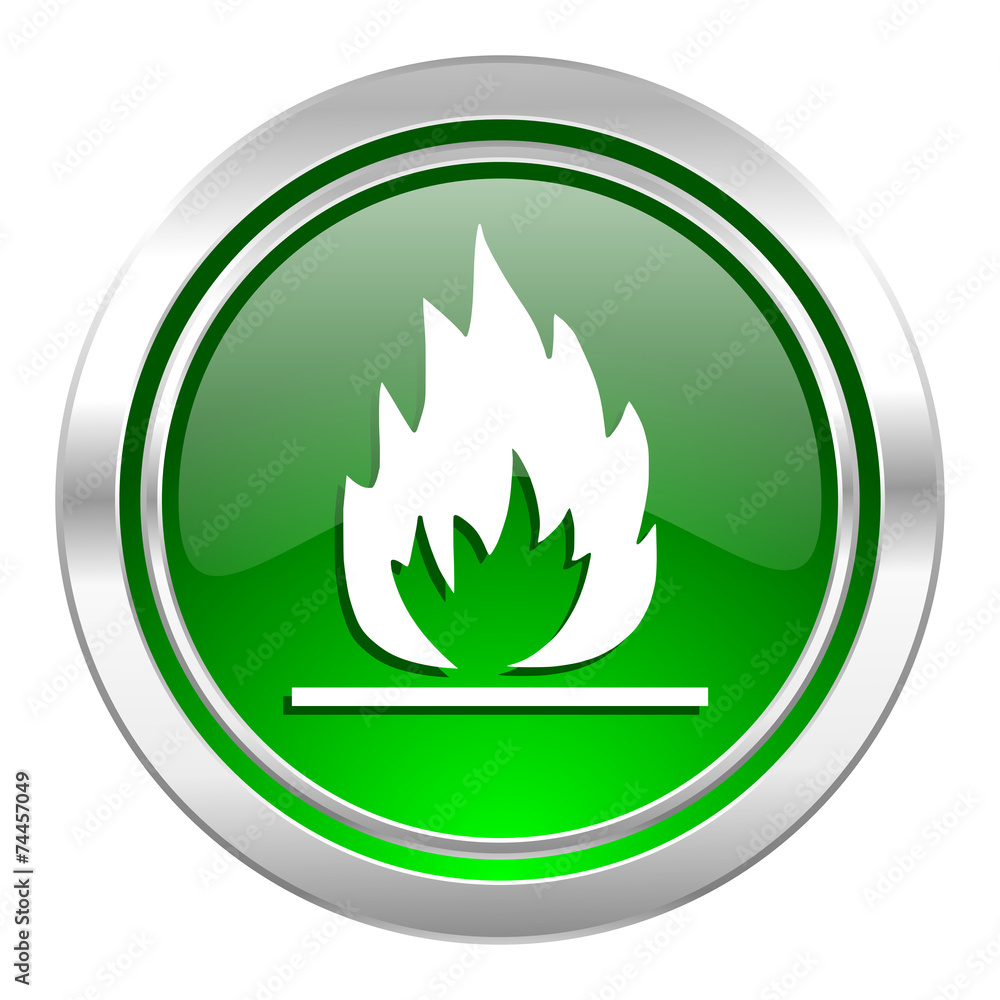 flame icon, green button flame icon, green button