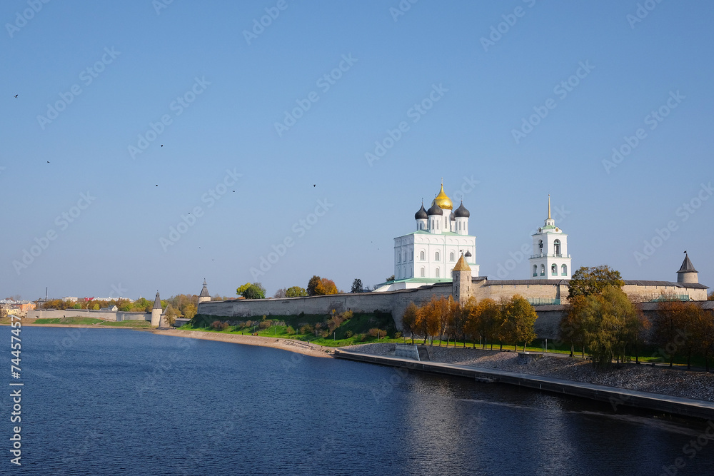 Pskov Kremlin and the Trinity orthodox cathedral, Russia