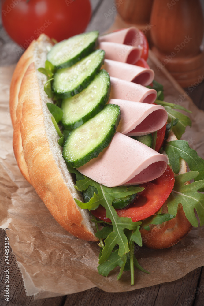 Submarine sandwich with salami Submarine sandwich with salami