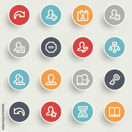 Users contour icons on color buttons.