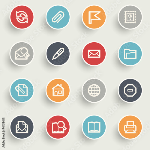 Email contour icons on color buttons.