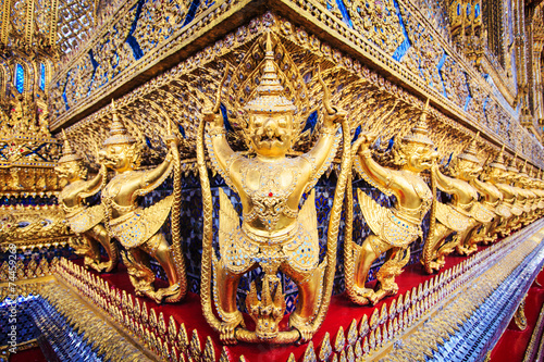 Golden garuda statues at Wat Phra Kaew in Grand Palace, Bangkok, photo