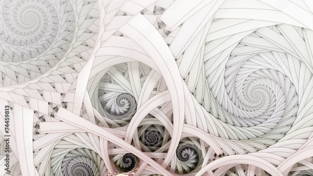 Symmetrical colorful fractal flower spiral, digital abstract - obrazy, fototapety, plakaty 