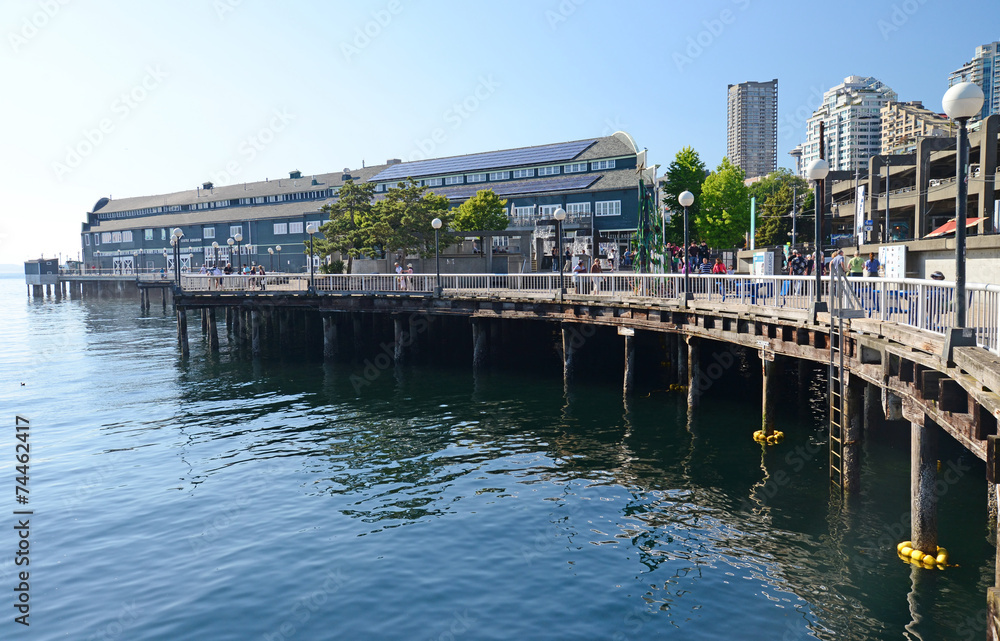 The picturesque waterfront in downtown Seattle