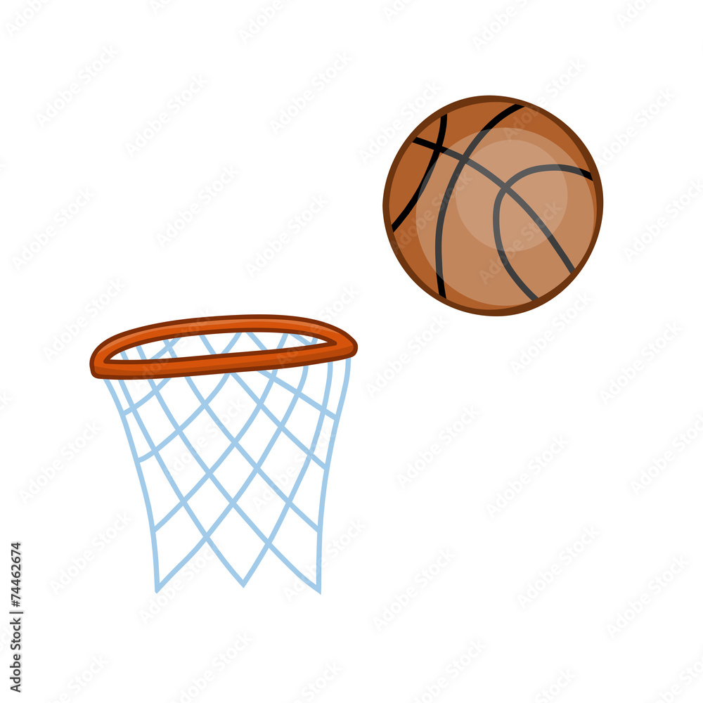 basketball hoop and ball isolated illustration