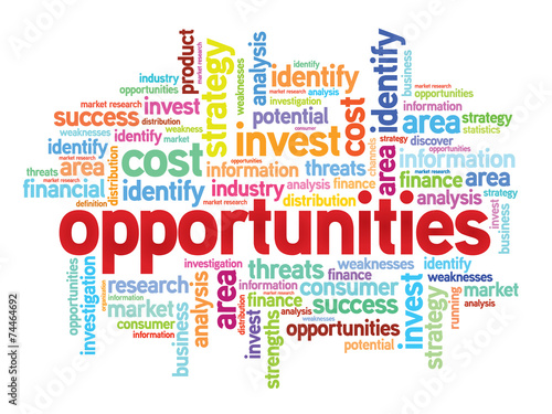 Opportunities business concept in word tag cloud, vector