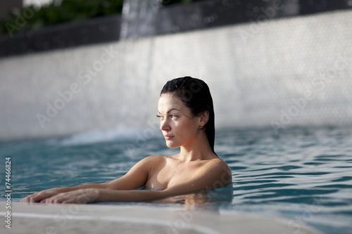 Young woman relaxing in the water 