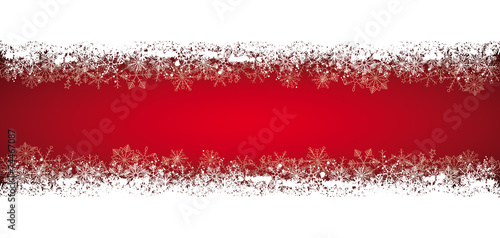 Long Red Christmas Card Double Snow Banner