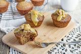 Moist date muffins with homemade toffee caramel