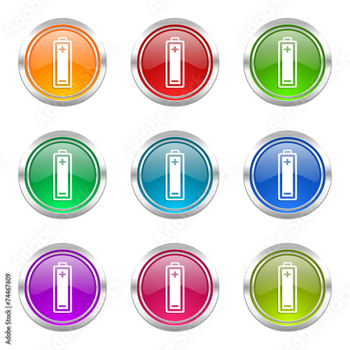 battery colorful vector icons set
