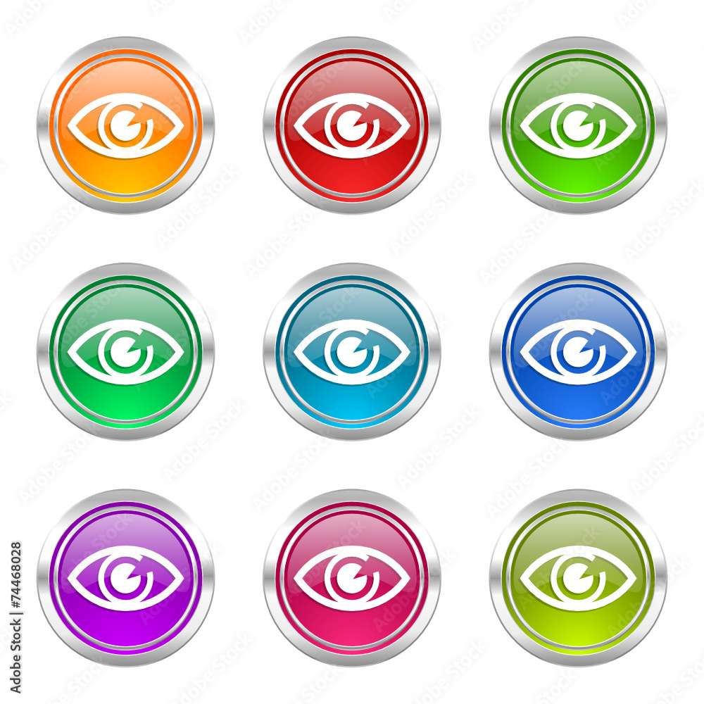 eye colorful vector icons set