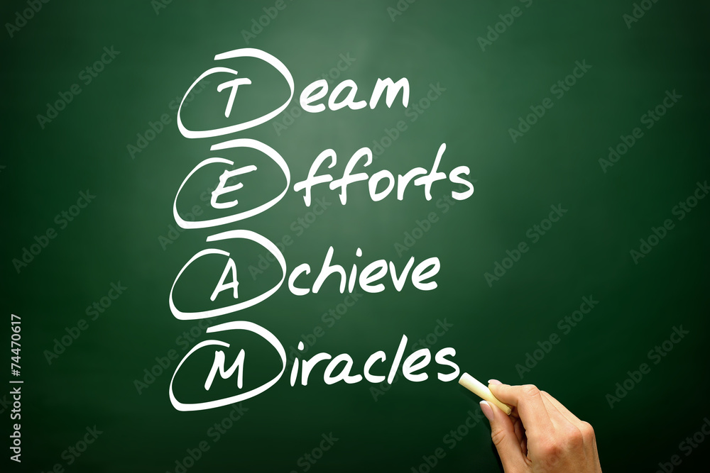 Hand drawn TEAM acronym, business concept on blackboard Hand drawn TEAM acronym, business concept on blackboard