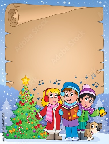 Parchment with carol singers