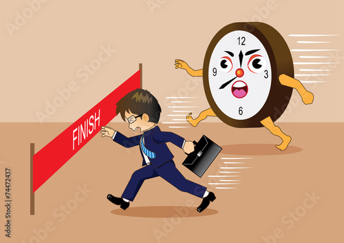 Businessman running a race against time