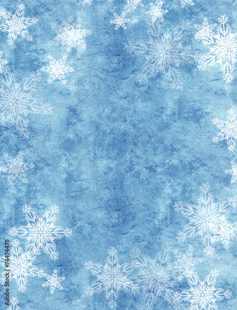 Xmas background of blue color with snowflakes