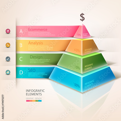 Colored pyramid info graphics