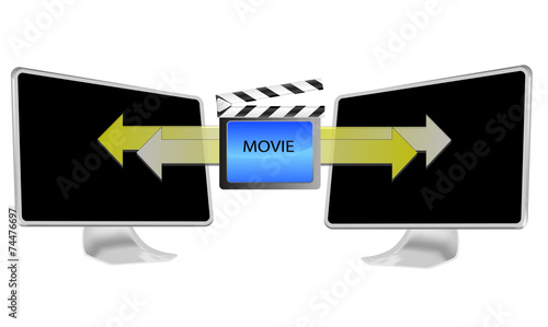 Illustration of streaming movie on pc isolated