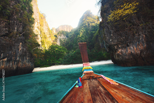 view from a boat on a tropical island