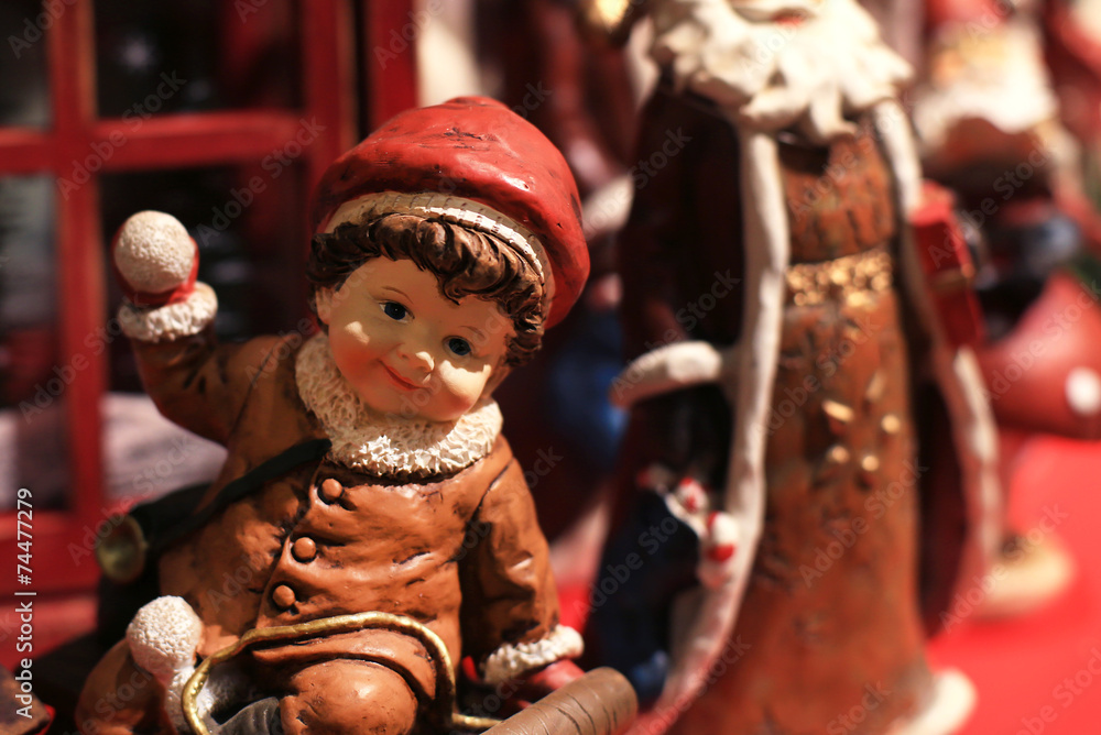 Children's store with antique toys, Santa Claus and snowman