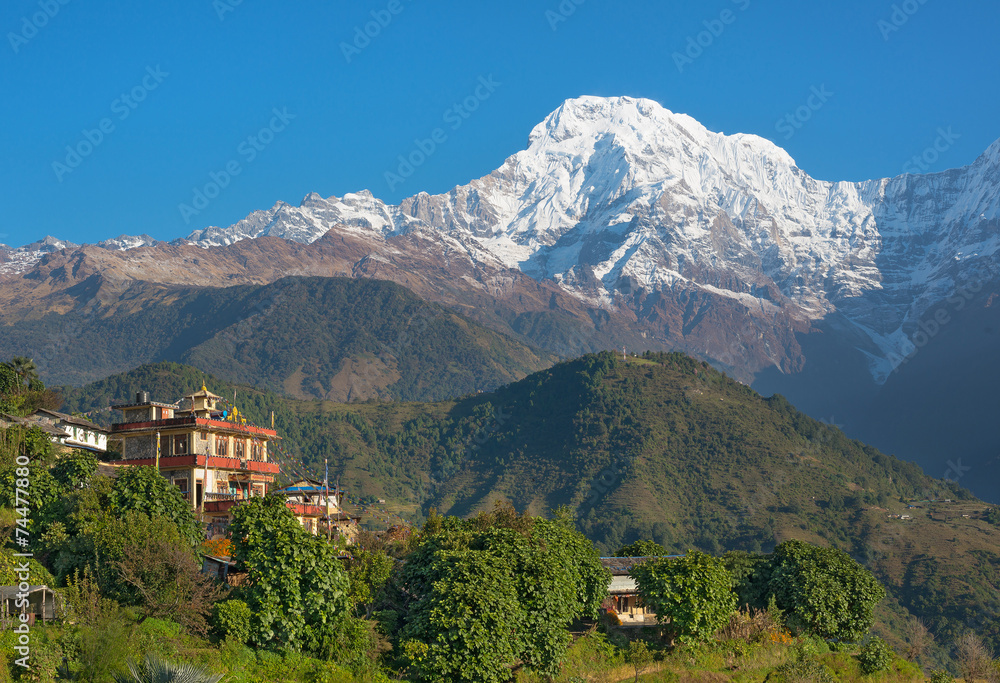 View of peaceful Himalayan village ( Ghandruk - Nepal ) 