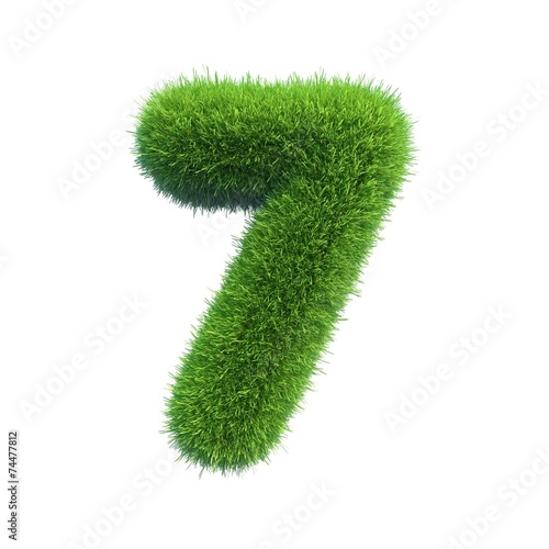 Number symbol of green fresh grass isolated on a white
