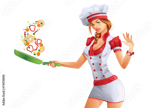 Cute woman cook