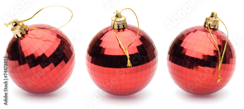 red christmas balls on white background