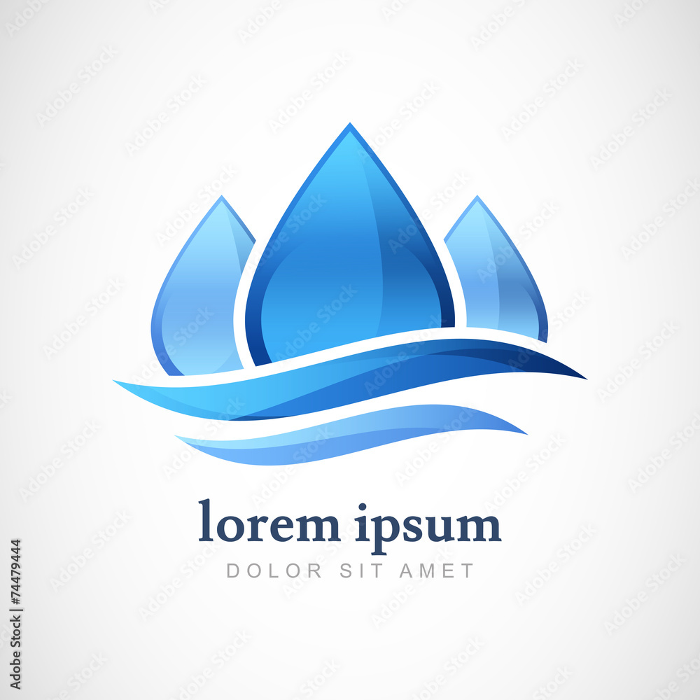 Vector logo design template. Abstract blue water drop, wave shap Vector logo design template. Abstract blue water drop, wave shap