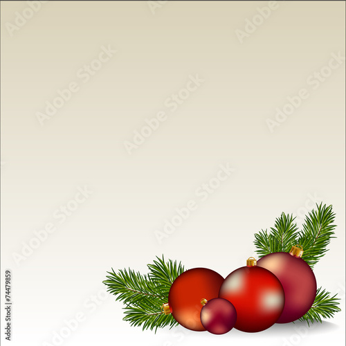 new year christmas red ball background with fir tree